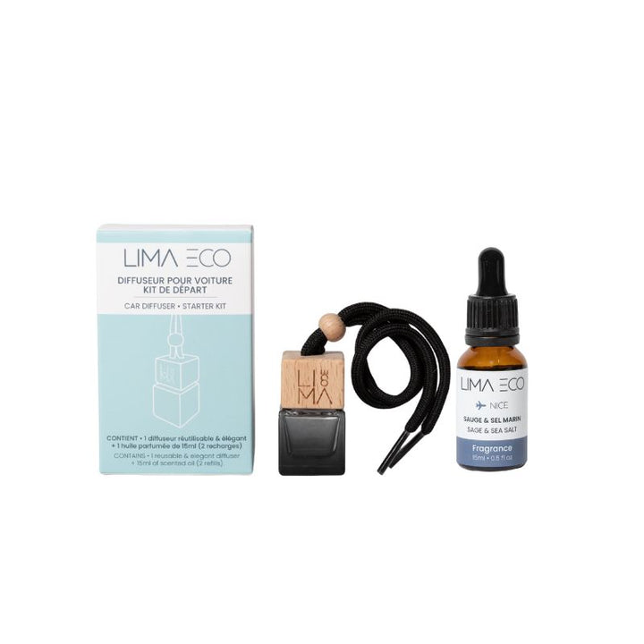 Mini-diffuser starter kit with sage & sea salt fragrance